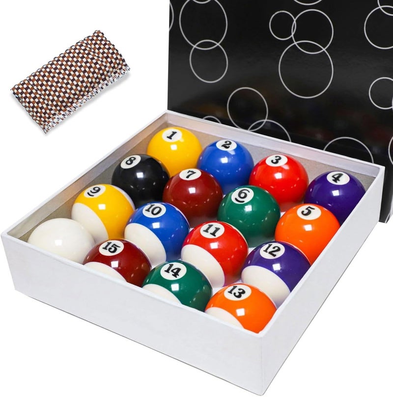 YDDS Billiard Balls Set 2-1/4" Regulation Size Pool Table Balls for Replacement (16 Resin Balls) - Image 1